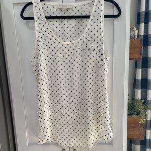 LOFT Cream and Black Patterned Tank Top